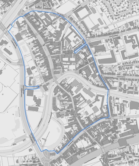 Kaart met aanduiding fietszone centrum Deinze (vergroot foto)