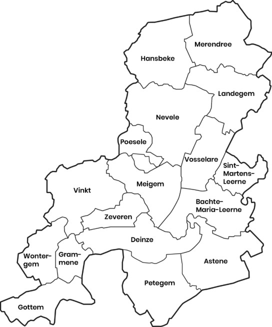 Deinze - deelgemeenten (vergroot foto)